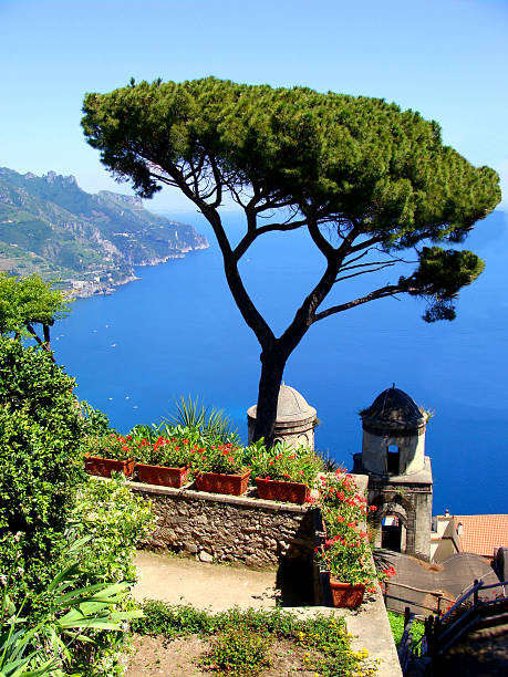 Amalfi Coast view from the cliffside town of Ravello, Italy